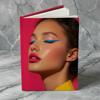 Bold Pop Art Makeup Woman Pink Background