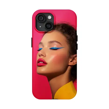 Bold Pop Art Makeup Woman Pink Background