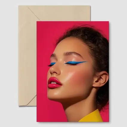 Bold Pop Art Makeup Woman Pink Background