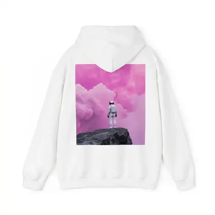 Astronaut Standing On Rock Pink Sky