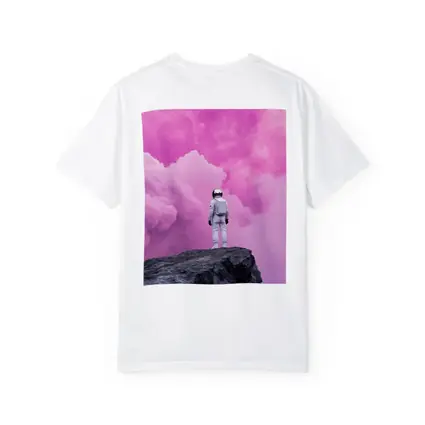 Astronaut Standing On Rock Pink Sky