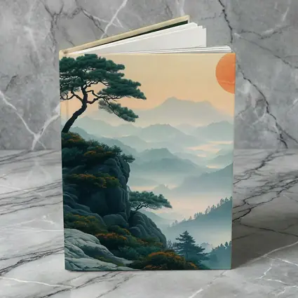 Japanese Pine Tree Mountain Sunrise Landscape
