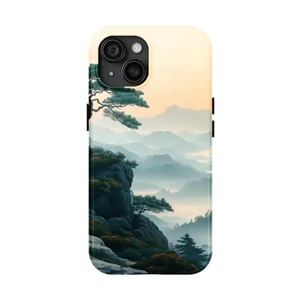 Japanese Pine Tree Mountain Sunrise Landscape