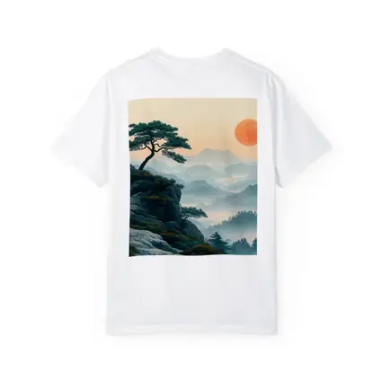 Japanese Pine Tree Mountain Sunrise Landscape