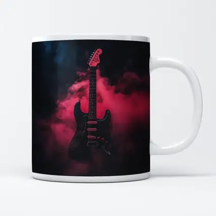 Black Electric Guitar Red Smoke Background