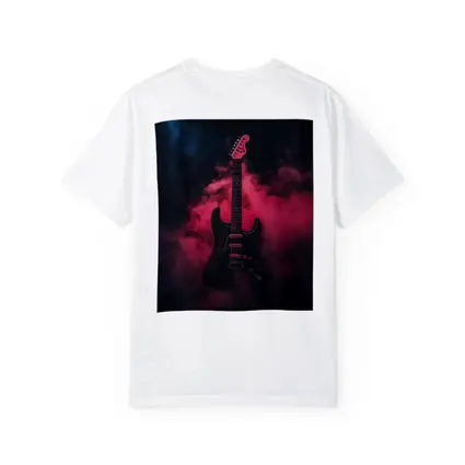 Black Electric Guitar Red Smoke Background
