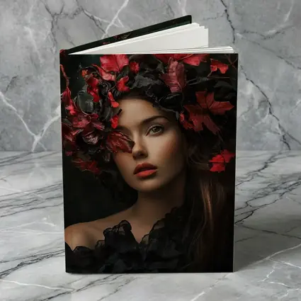 Dark Feminine Portrait Red Autumn Leaves Headdress