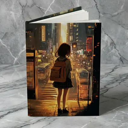 Anime Girl City Street Golden Sunset