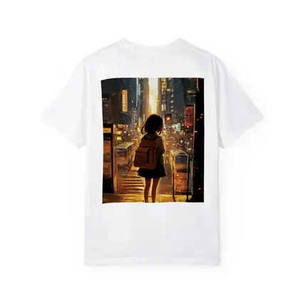 Anime Girl City Street Golden Sunset