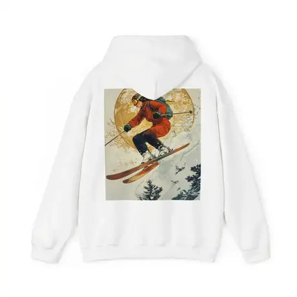 Skier Jumping Mid Air Winter Snow Trees