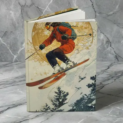 Skier Jumping Mid Air Winter Snow Trees
