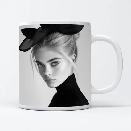 Black and White Fashion Portrait Woman Hat