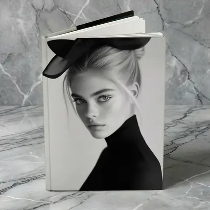 Black and White Fashion Portrait Woman Hat