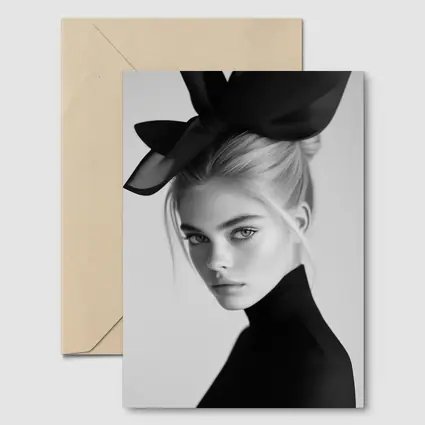 Black and White Fashion Portrait Woman Hat