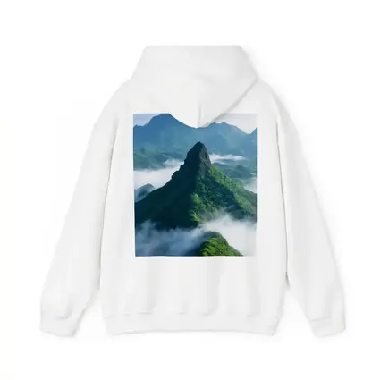 Green Misty Mountain Peaks Blue Sky