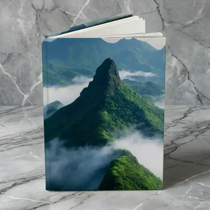Green Misty Mountain Peaks Blue Sky