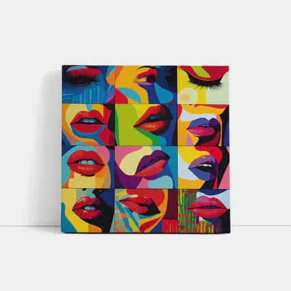 Pop Art Women Lips Bold Colorful Grid