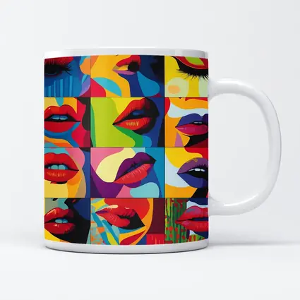 Pop Art Women Lips Bold Colorful Grid