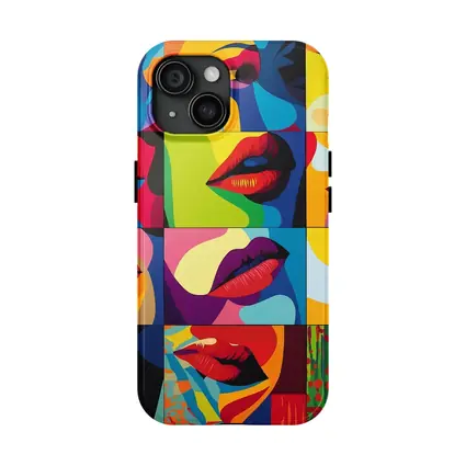 Pop Art Women Lips Bold Colorful Grid