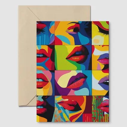 Pop Art Women Lips Bold Colorful Grid