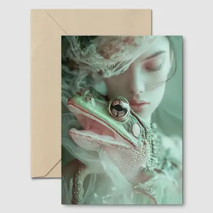 Girl Holding Green Frog Soft Fantasy