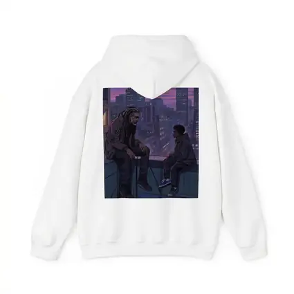 Man and Boy Rooftop City Night Anime