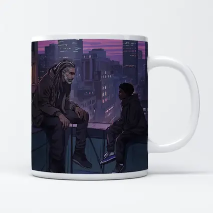 Man and Boy Rooftop City Night Anime