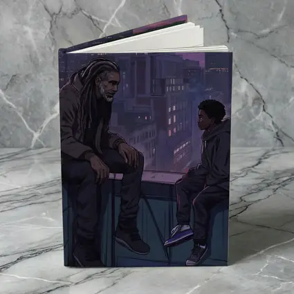 Man and Boy Rooftop City Night Anime