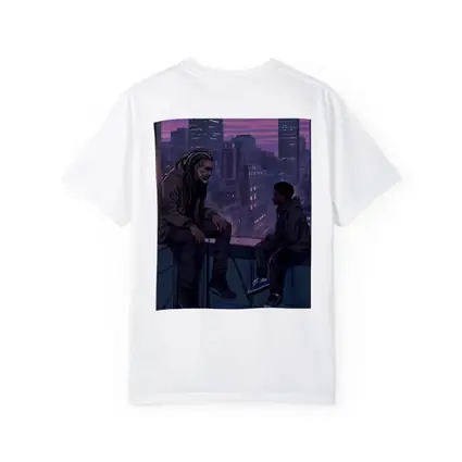 Man and Boy Rooftop City Night Anime