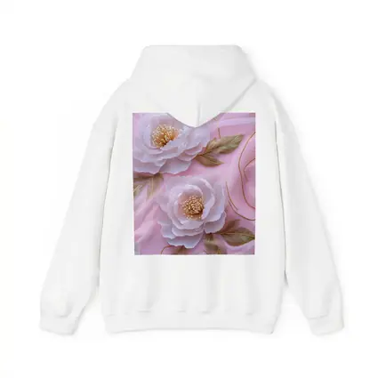 White Peonies Gold Leaves Pink Background