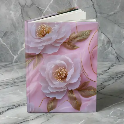 White Peonies Gold Leaves Pink Background