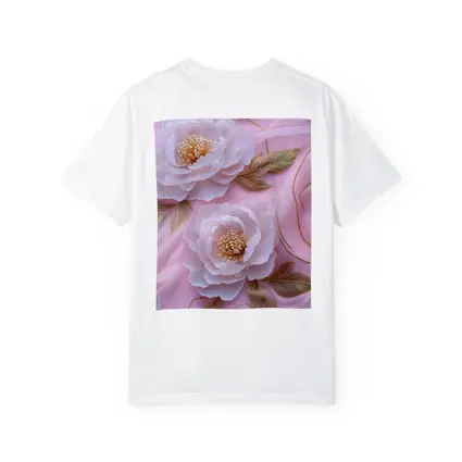 White Peonies Gold Leaves Pink Background