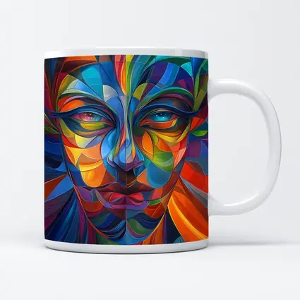Colorful Abstract Human Face Geometric Art