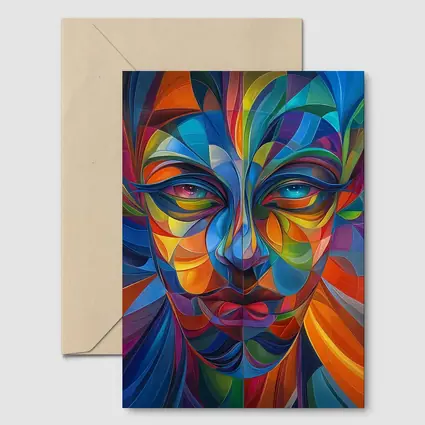 Colorful Abstract Human Face Geometric Art