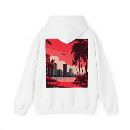 Miami Skyline Red Palm Trees City Art