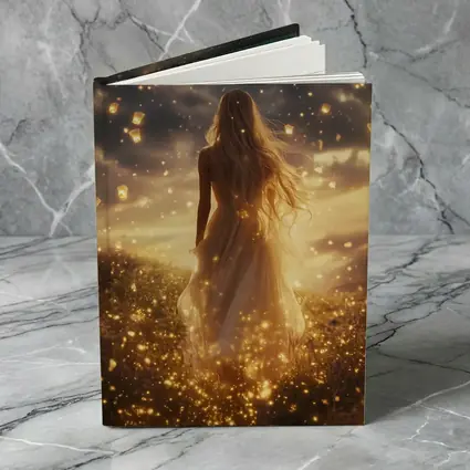 Woman Golden Lanterns Fantasy Night Sky