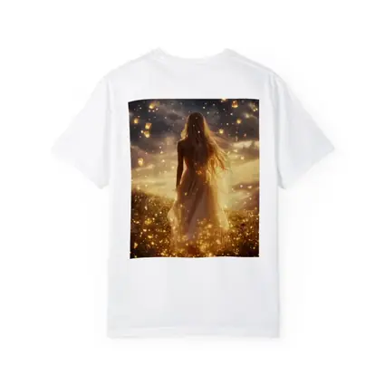 Woman Golden Lanterns Fantasy Night Sky