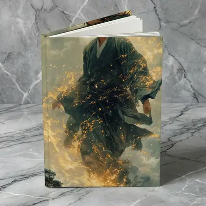 Samurai Warrior Rising in Golden Flames