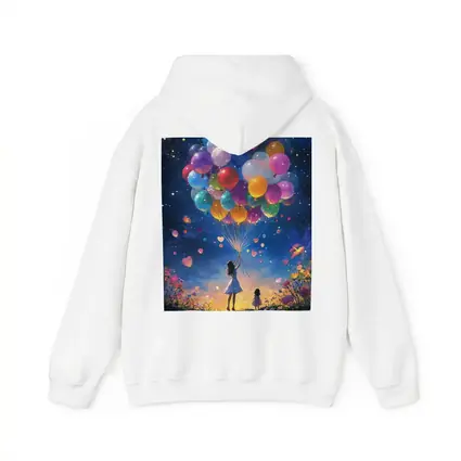 Girl With Colorful Balloons Starry Night Fantasy