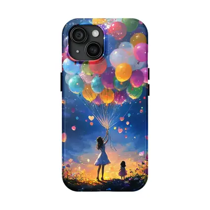 Girl With Colorful Balloons Starry Night Fantasy