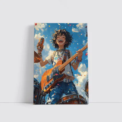 Anime Rock Girl Guitar Blue Sky