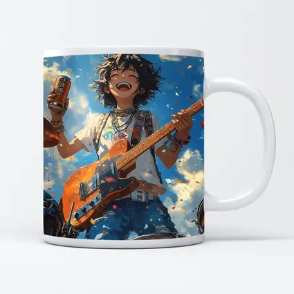 Anime Rock Girl Guitar Blue Sky