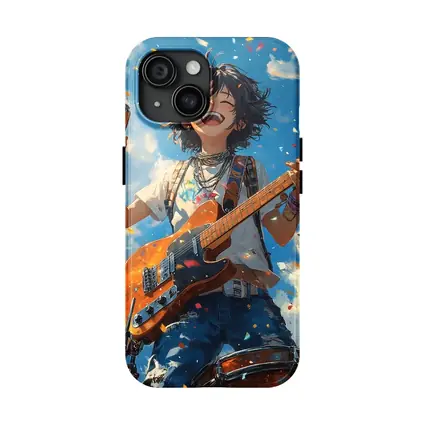 Anime Rock Girl Guitar Blue Sky