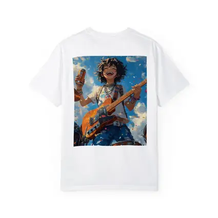 Anime Rock Girl Guitar Blue Sky