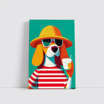 Beagle Dog Summer Hat Sunglasses Teal