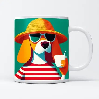 Beagle Dog Summer Hat Sunglasses Teal