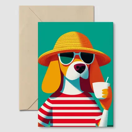 Beagle Dog Summer Hat Sunglasses Teal