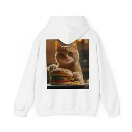 Orange Cat Holding Burger At Restaurant