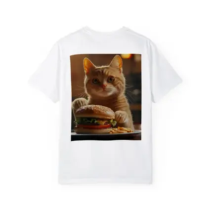 Orange Cat Holding Burger At Restaurant