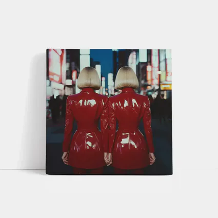 Twin Women Red Latex City Night